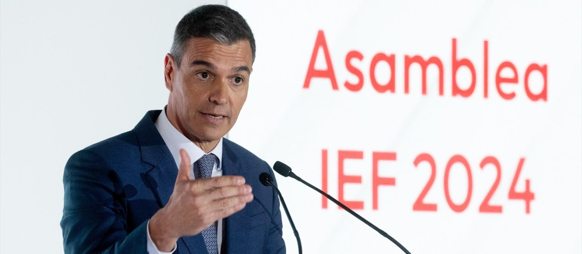 El presidente del Gobierno, Pedro Sánchez, durante la clausura de la Asamblea anual del Instituto de la Empresa Familiar (IEF) de 2024
