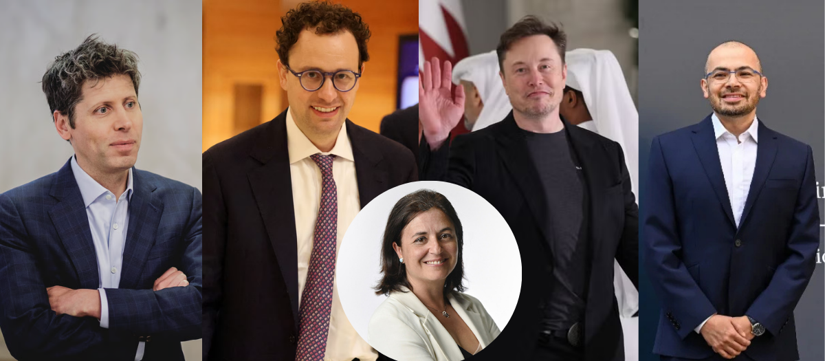 Sam Altman (OpenAI), Dario Amodei (Anthropic), Elon Musk (xAI) y Demis Hassabis (Google)