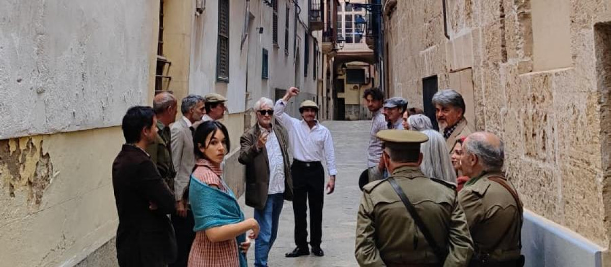 Uno de los rodajes sobre la represión, en una calle de Palma
