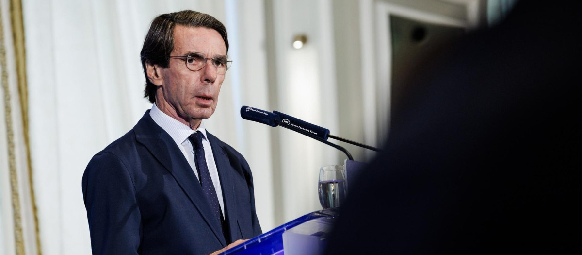 El expresidente del Gobierno José María Aznar durante una desayuno informativo del Fórum Europa