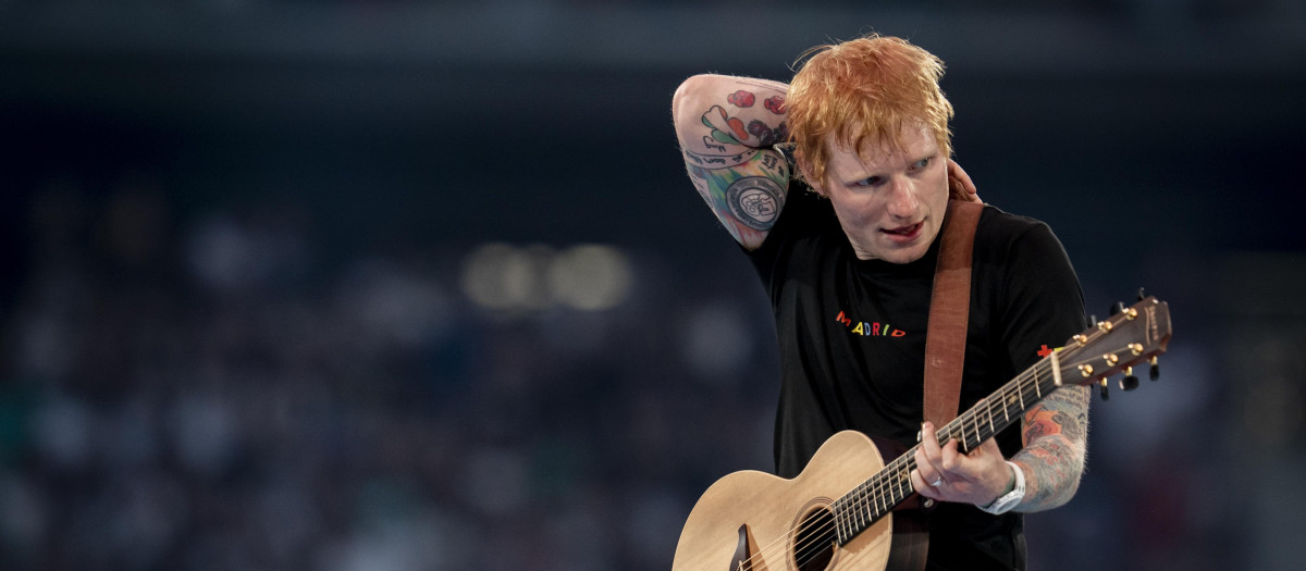 El cantante Ed Sheeran durante un concierto de su gira