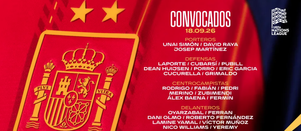 La lista de 26 convocados de Luis de la Fuente para los partidos de la Nations League