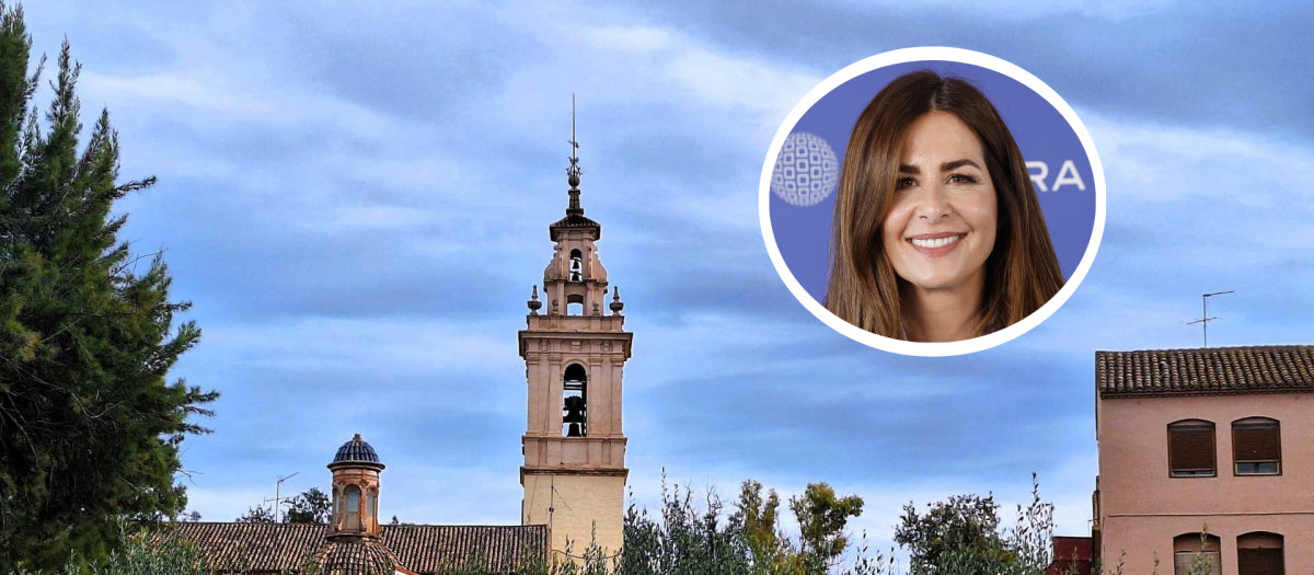 Montaje del pueblo valenciano de Moncada y una imagen de Nuria Roca
