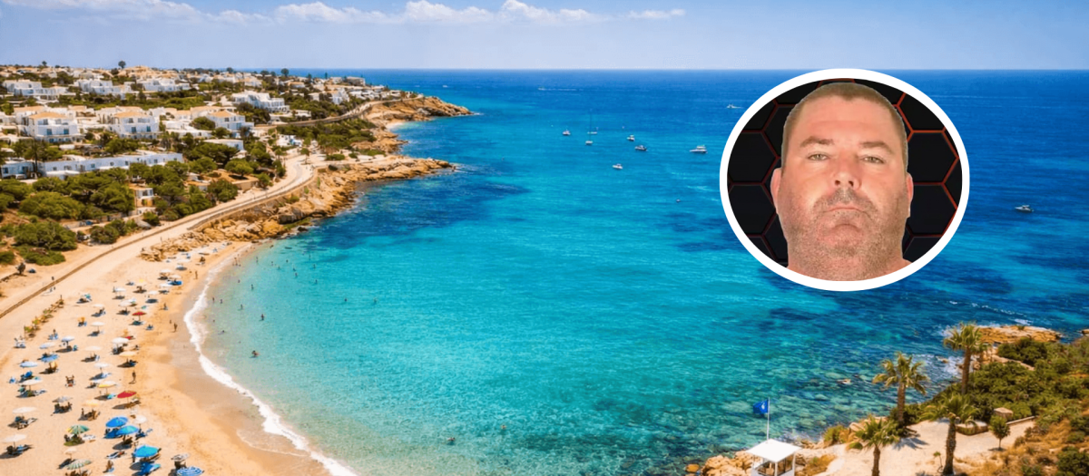 Montaje de Orihuela Costa y la imagen del actor Philip Barry Foster