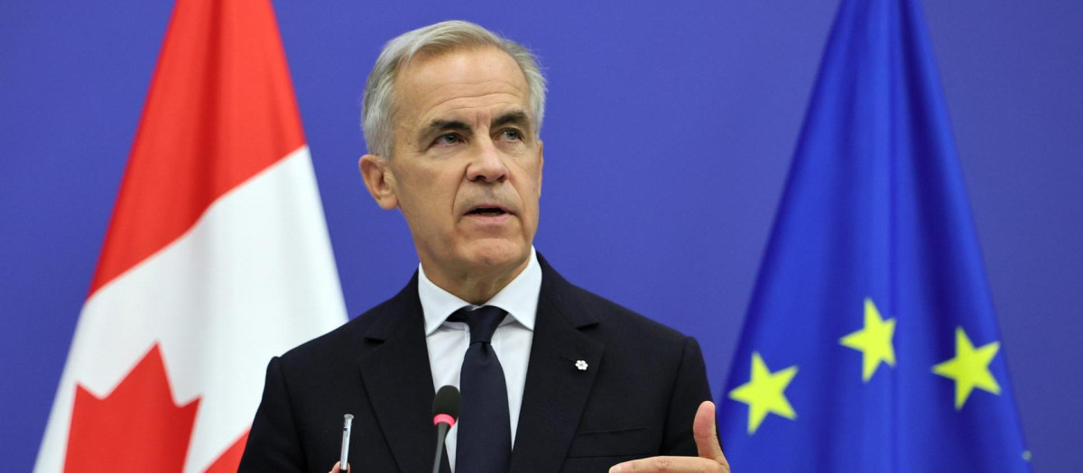 El primer ministro canadiense, Mark Carney, durante su visita al Parlamento Europeo en Estrasburgo (Francia)