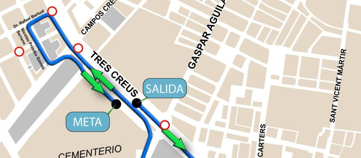 Mapa con las calles cortadas en Valencia este domingo 20 de septiembre por la Volta a Peu
