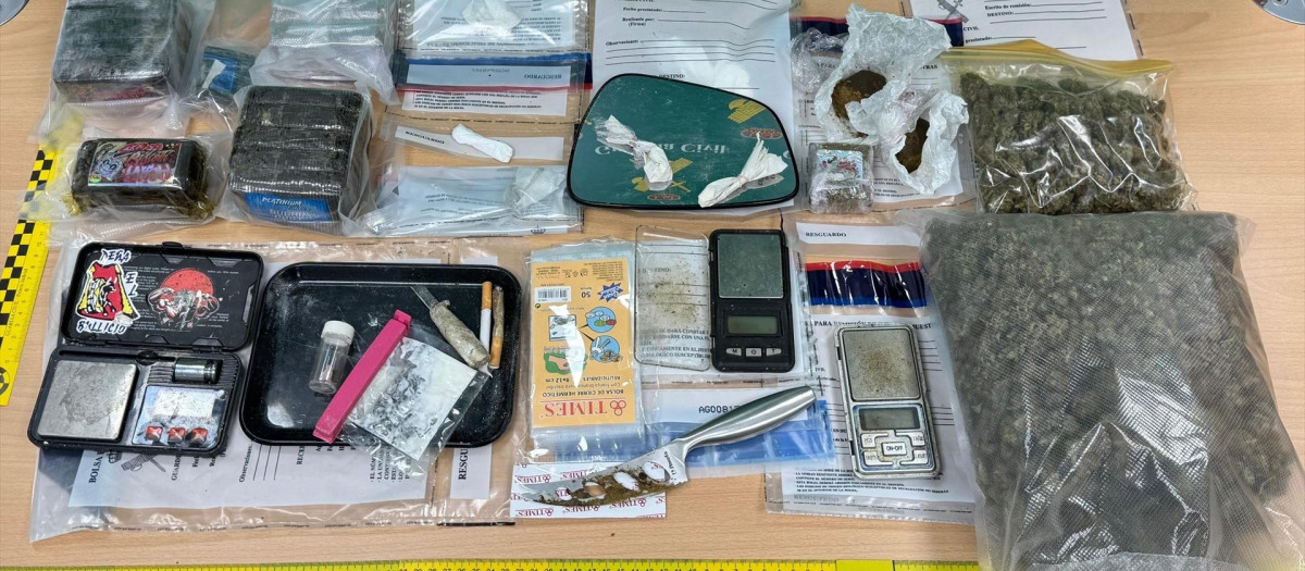 La Guardia Civil desmantela en Soria un punto de venta de droga en una operación con seis detenidos y una amplia variedad de sustancias estupefacientes intervenidas