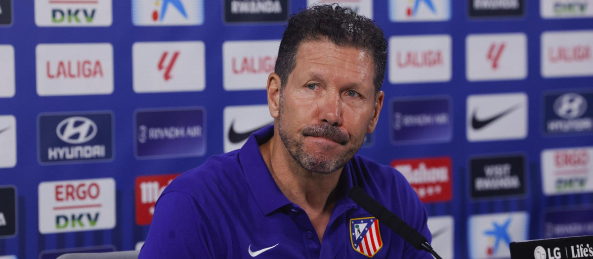 Diego Pablo Simeone en la rueda de prensa previa al derbi madrileño ante el Real Madrid