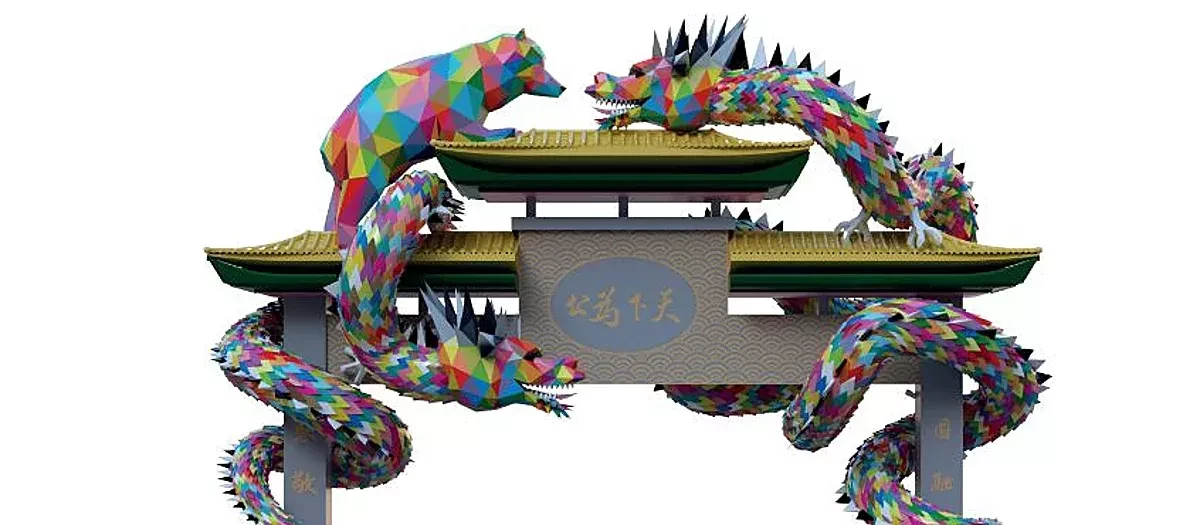 Recreación del nuevo arco chino en el 'Chinatown' de Usera