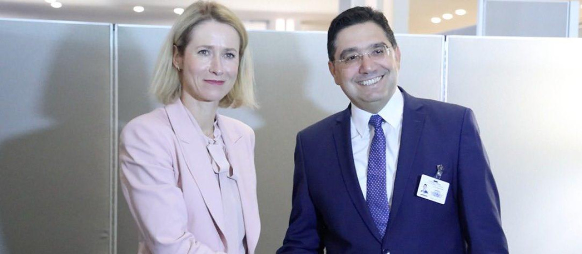 La Alta Representante de la Unión Europea, Kaja Kallas, con el ministro de Asuntos Exteriores de Marruecos, Nasser Bourita