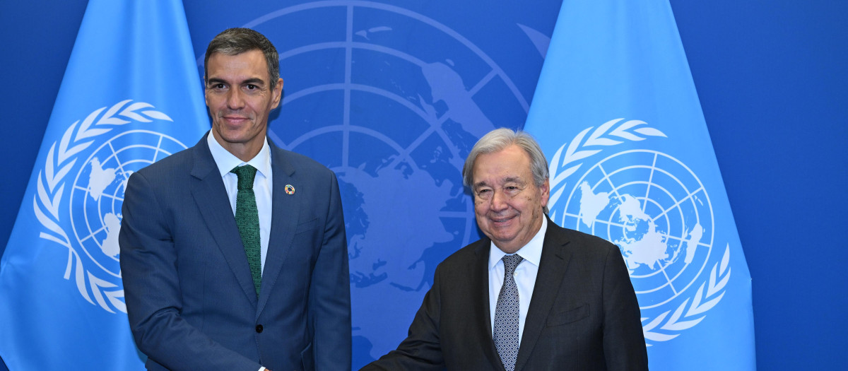 El presidente del Gobierno, Pedro Sánchez con el Secretario General de la ONU, Antonio Guterres