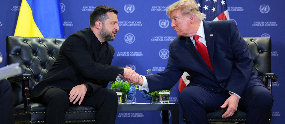 Los presidentes Volodímir Zelenski y Donald Trump en su encuentro en la sede de Naciones Unidas en Nueva York