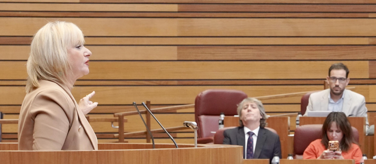 Intervención de la portavoz 'popular' Leticia García, en la segunda sesión del Pleno de las Cortes de Castilla y León