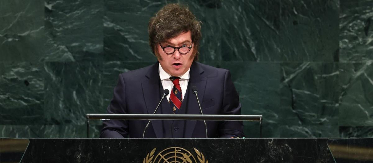 El presidente de Argentina, Javier Milei, interviene durante la 81.ª Asamblea General de las Naciones Unidas