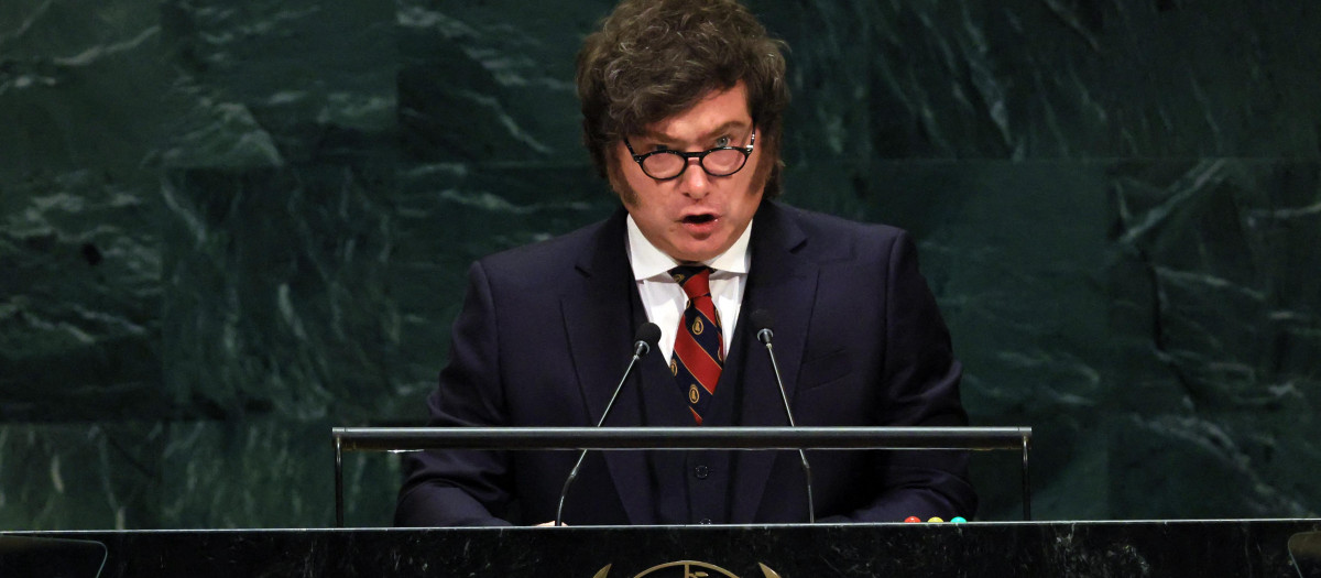Javier Milei, presidente de Argentina, durante su discurso ante la ONU en Nueva York