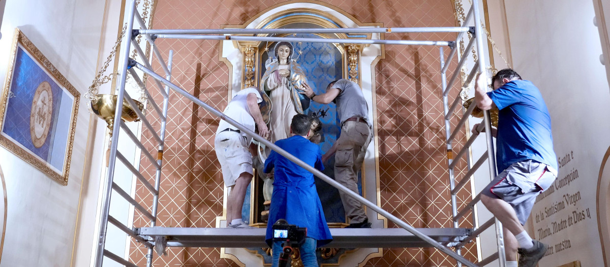 Imagen de los trabajos realizados en la parroquia Nuestra Señora de Gracia de la pedanía valenciana de La Torre
