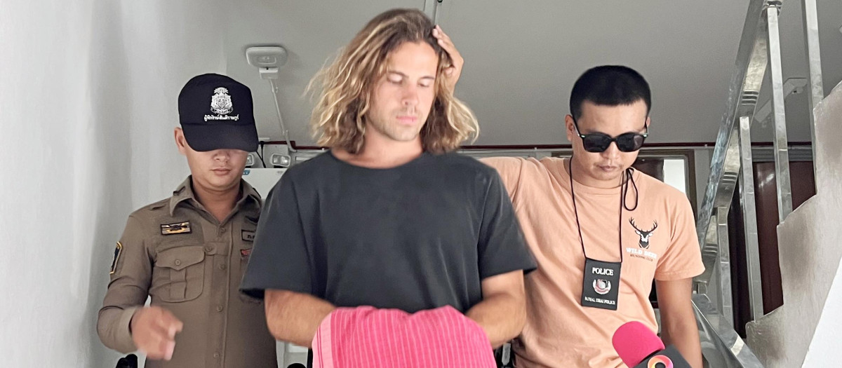 Daniel Sancho durante su detención en agosto de 2023