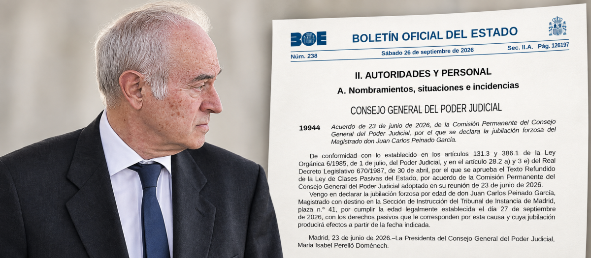 Juan Carlos Peinado y su jubilación publicada en el BOE