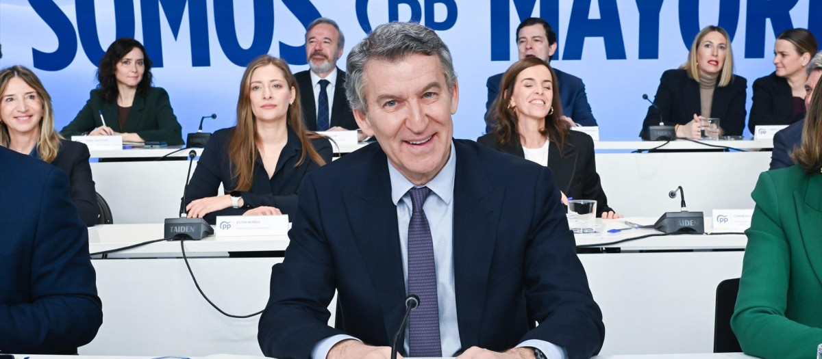 El presidente del Partido Popular, Alberto Núñez Feijóo, durante la reunión de la Junta Directiva Nacional