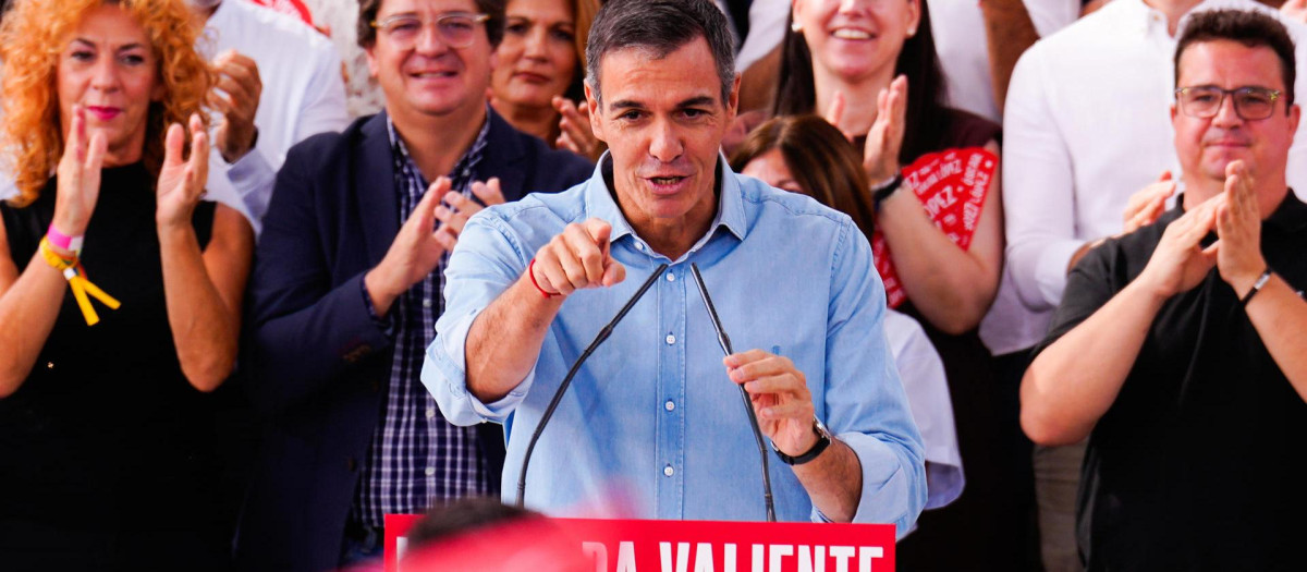 Pedro Sánchez, este domingo en un acto de partido celebrado en Getafe