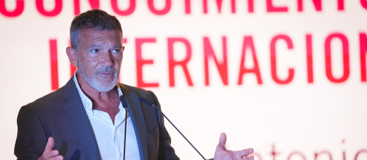 El actor, Antonio Banderas, interviene en el acto institucional 'Málaga, 60 años de Vida Compartida'