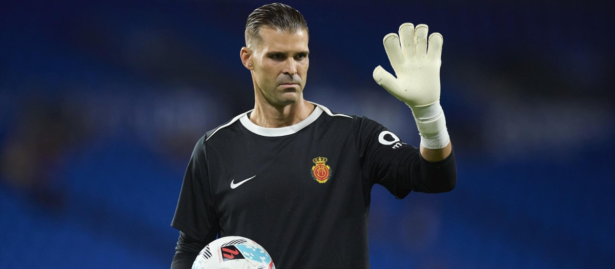 Iván Cuéllar, en un entrenamiento con el Mallorca