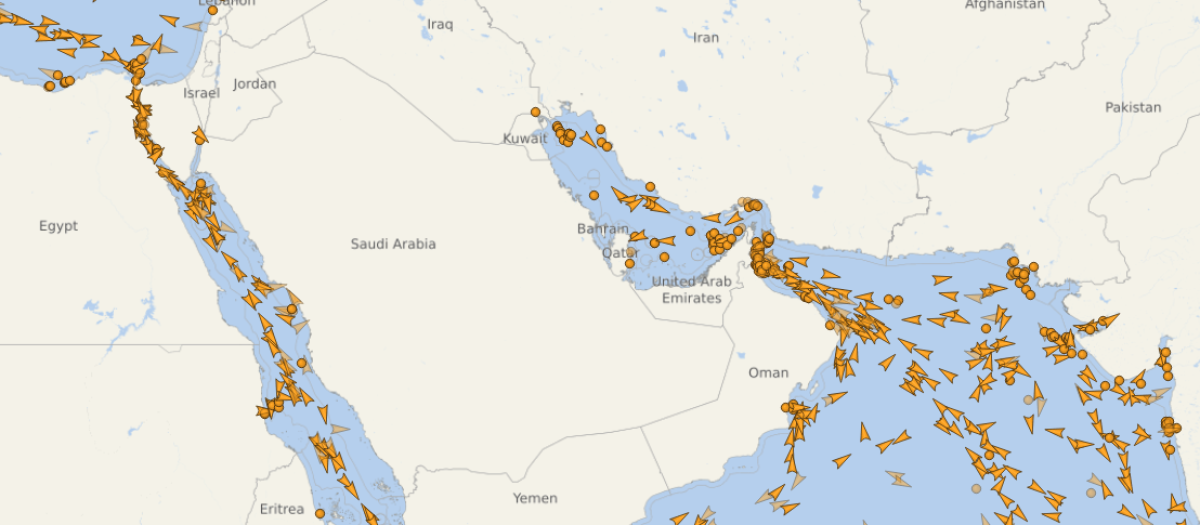 Captura de pantalla del tráfico de petroleros en Oriente Medio el 29 de septiembre de 2026