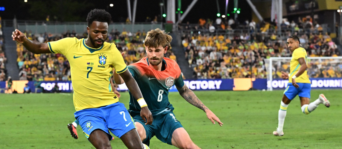 Vinicius Jr., en el amistoso de Brasil ante Australia de este parón de selecciones