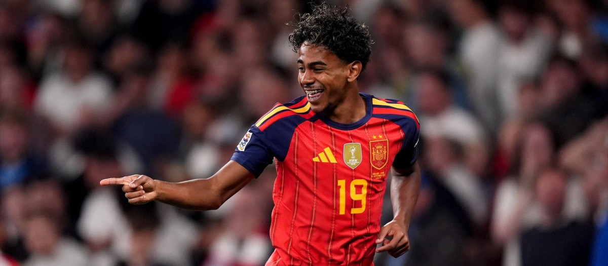 Lamine Yamal, durante el Inglaterra - España en Wembley