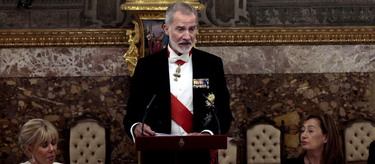 El Rey, durante su discurso en la cena de gala en el Palacio Real