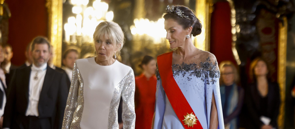 Brigitte Macron y la Reina Letizia, en el Palacio Real