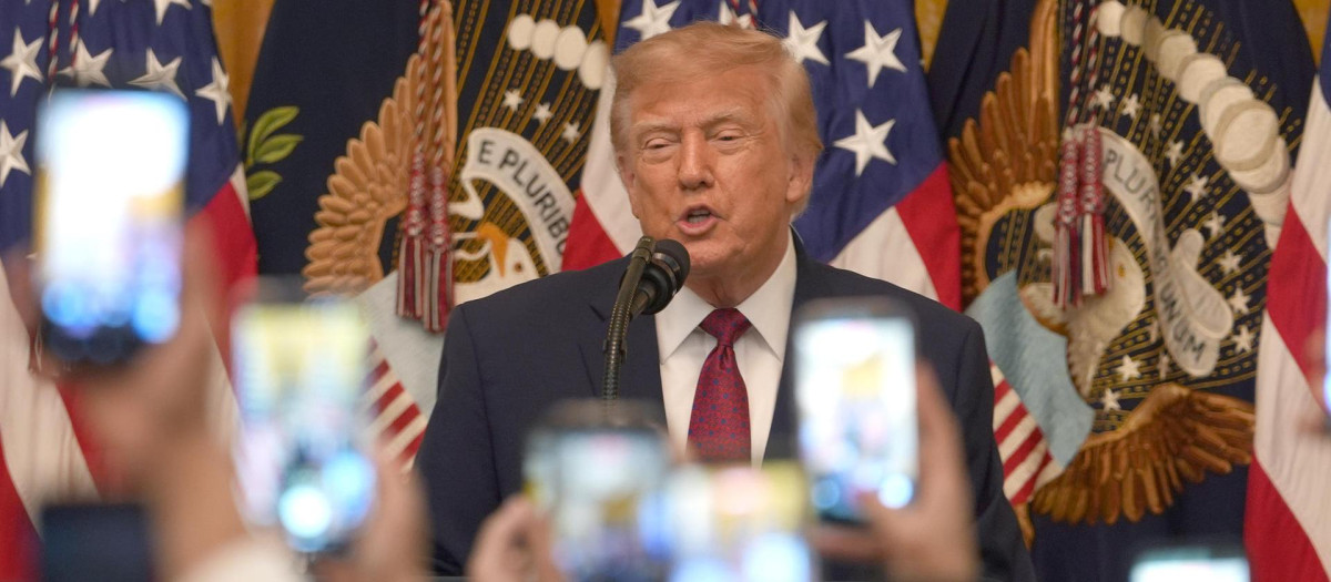 El presidente de Estados Unidos, Donald Trump, habla durante la celebración del Mes de la Herencia Hispana este miércoles