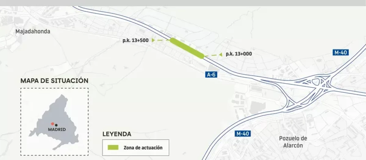 Transportes licita las obras para mejorar la protección frente al ruido en la A-6 a su paso por Aravaca