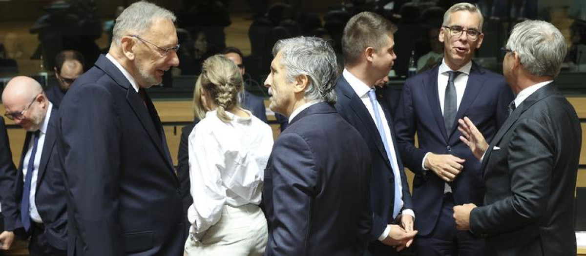 El ministro español, Fernando Grande-Marlaska, en la reunión de ministros del Interior de la UE
