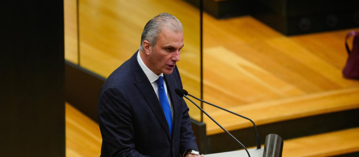 El portavoz de Vox en el Ayuntamiento, Javier Ortega Smith, durante el Pleno de este martes