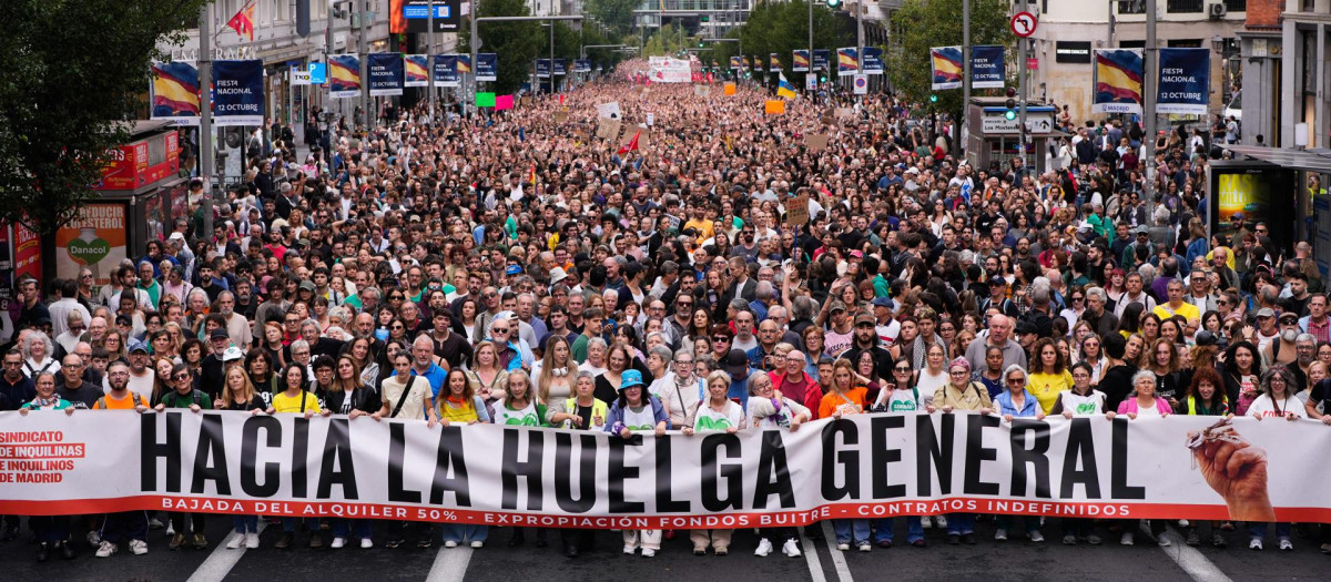 Las manifestaciones de este sábado por la vivienda exigían la convocatoria de una huelga general