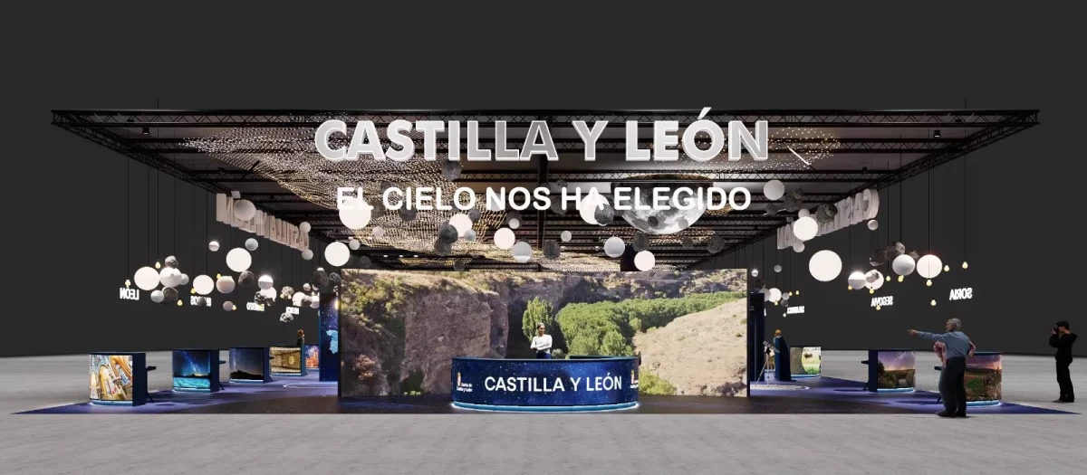 Stand de Castilla y León en Fitur que reproducía el cosmos y la experiencia del astroturismo