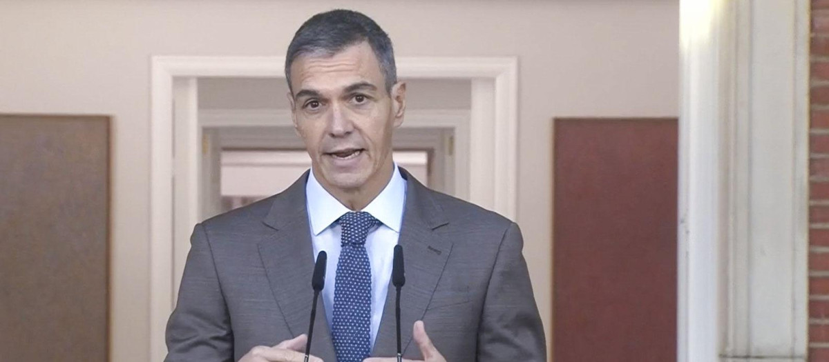 Pedro Sánchez, durante su declaración institucional