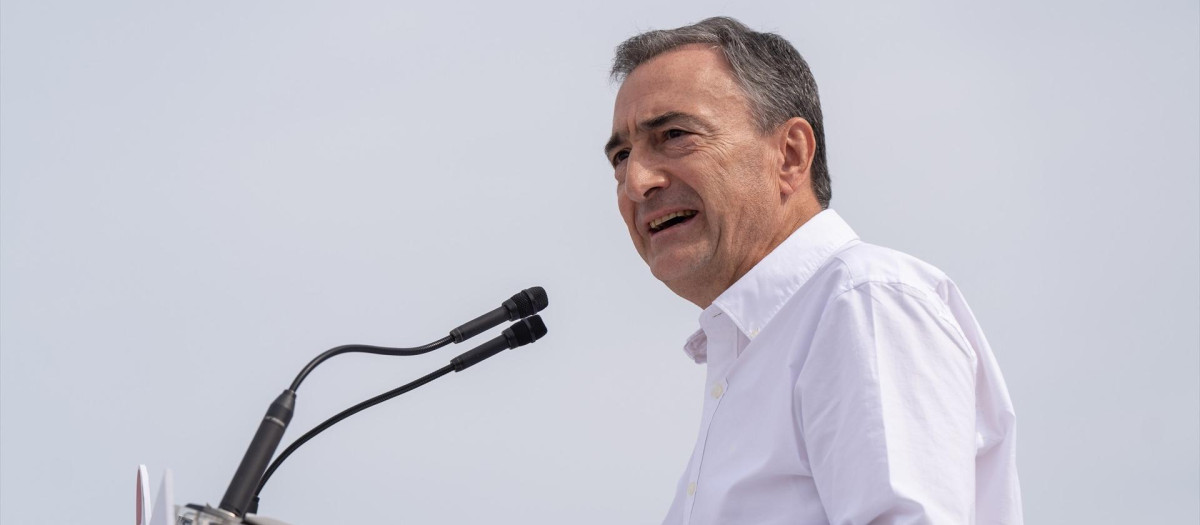 El presidente del PNV, Aitor Esteban, durante la celebración del 'Alderdi Eguna'
