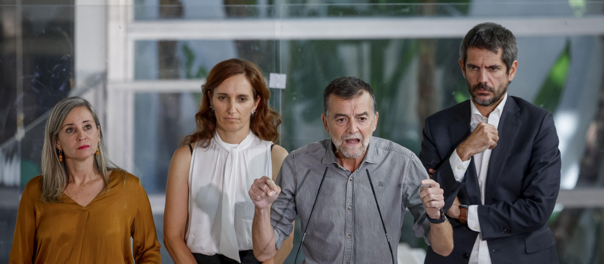Antonio Maíllo (IU), en una comparecencia convocada por Sumar este lunes