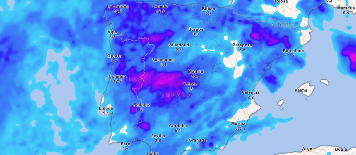 Precipitación acumulada de este martes