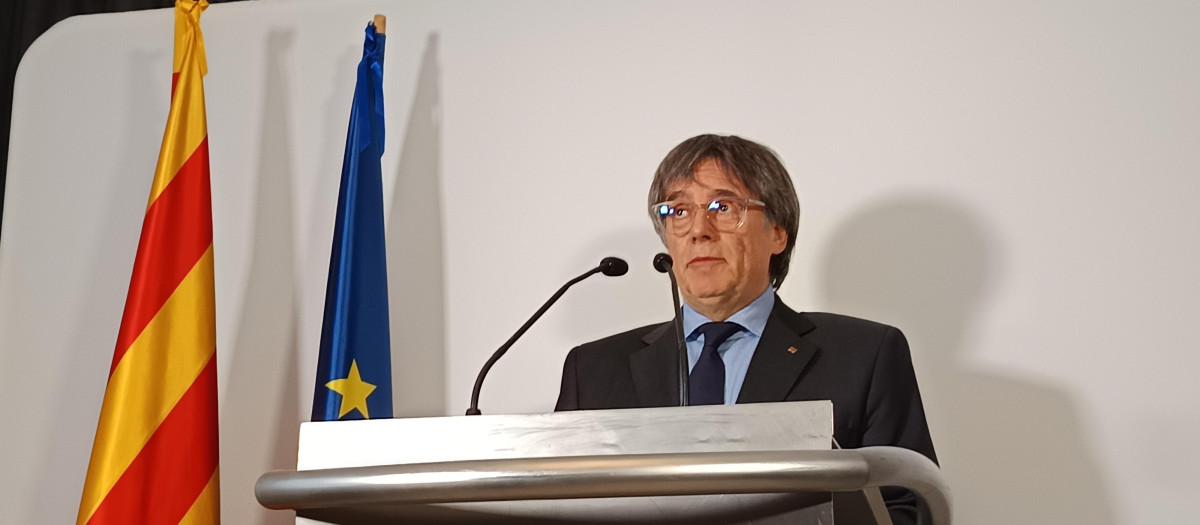 El expresidente catalán, Carles Puigdemont, durante su comparecencia ante los medios