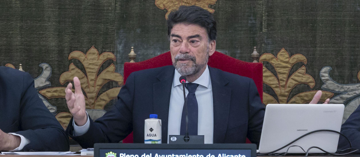 El alcalde de Alicante, Luis Barcala, durante un pleno municipal