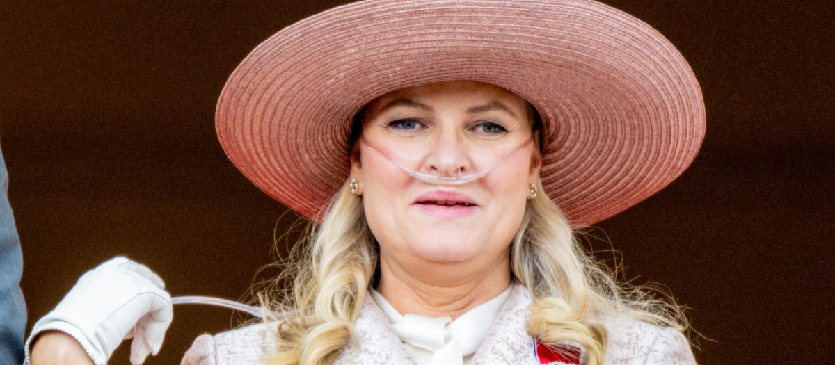 Mette-Marit en el balcón del Palacio Real de Oslo