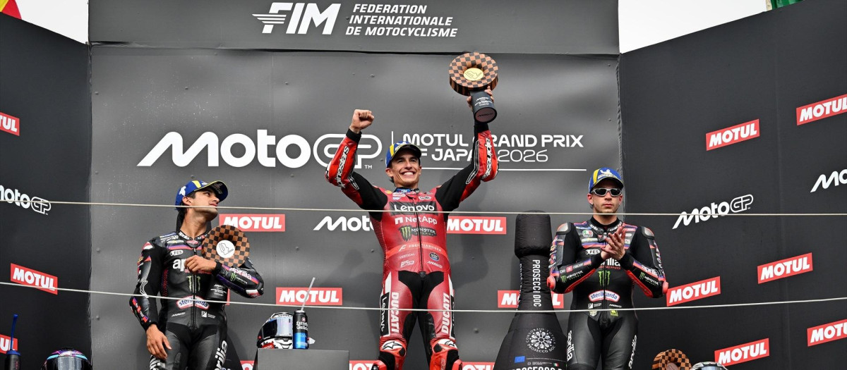 Marc Márquez celebra su victoria en el Gran Premio de Japón