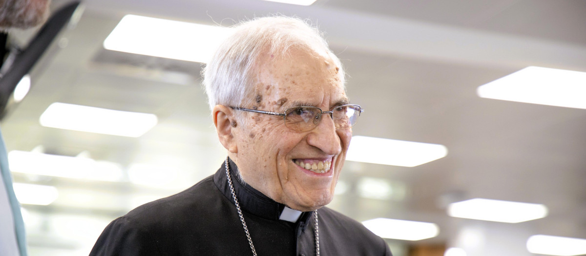 El cardenal Rouco, durante su visita a la sede de 'El Debate' el pasado mes de julio