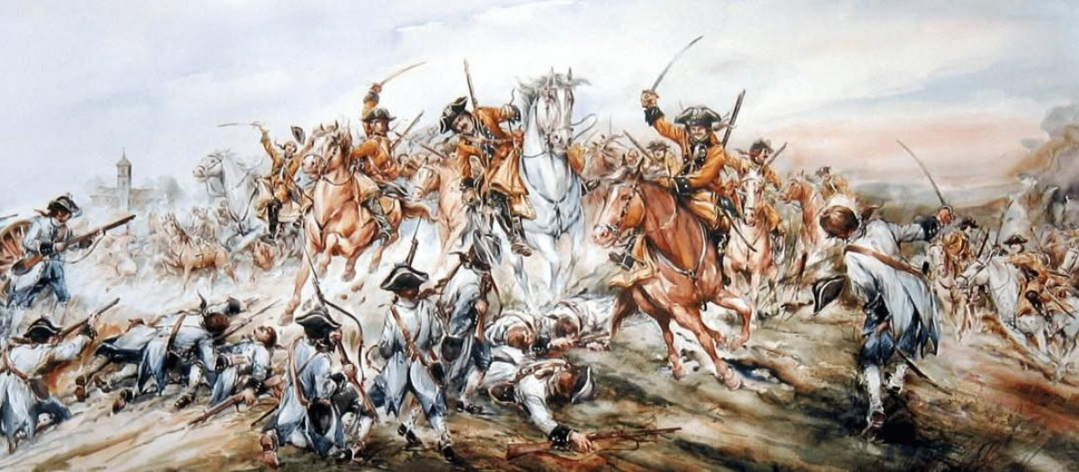Carga del Regimiento de Dragones Lusitania durante la batalla de la Madonna del Olmo