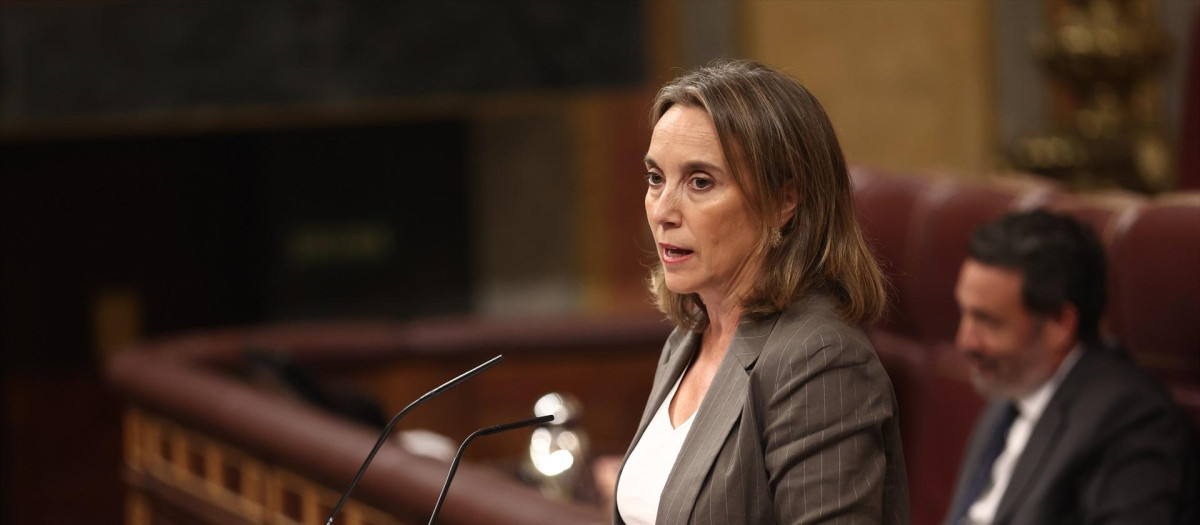 La vicesecretaria de Regeneración Institucional del PP, Cuca Gamarra, interviene durante una sesión plenaria en el Congreso de los Diputados