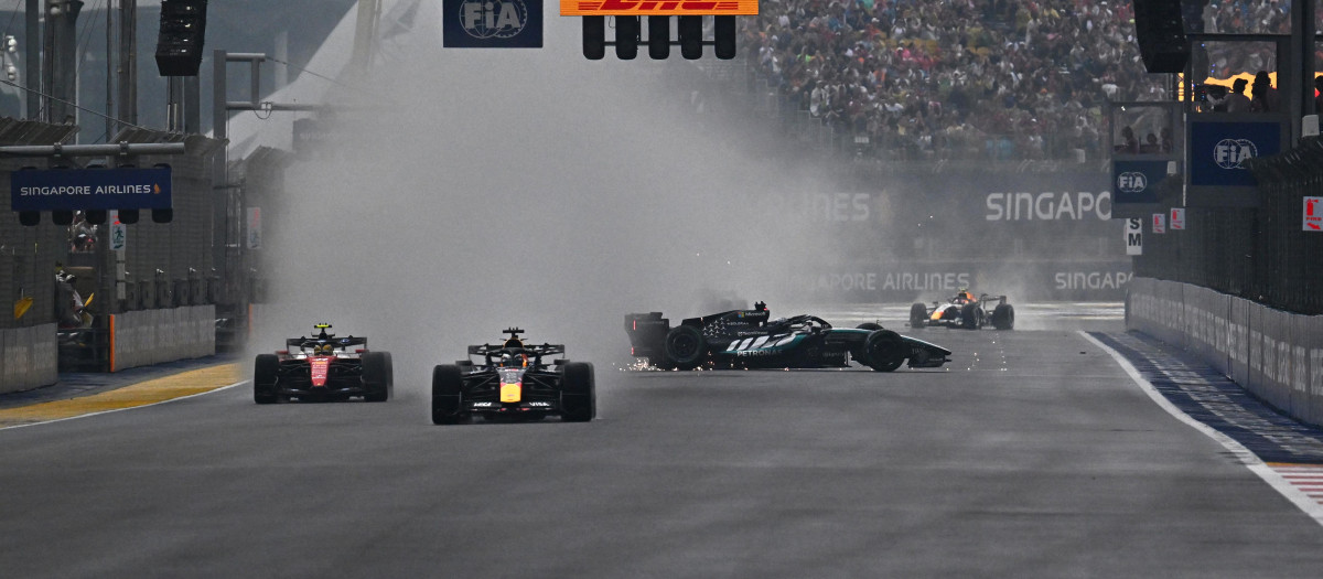 Max Verstappen, líder de la carrera, tras el accidente de George Russell