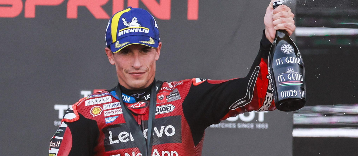 Marc Márquez tras conseguir la victoria en la Sprint en el Gran Premio de Indonseia